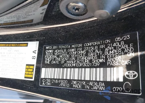 2023 Toyota Corolla Hybrid Le из США, поврежденный, VIN JTDBCMFE0P3021739